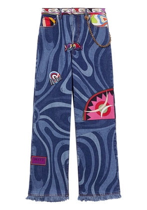 PUCCI Marmo-print embellished jeans - Blue