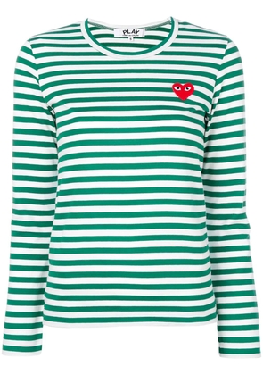 Comme Des Garçons Play striped logo-patch T-shirt - Green