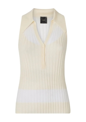 PINKO ribbed polo top - Neutrals