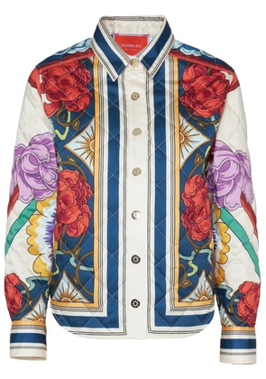 La DoubleJ Edie floral-print quilted jacket - White