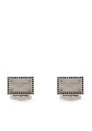 Dolce & Gabbana logo-engraved rectangle-shape cufflinks - Silver