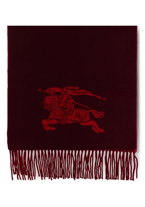 Burberry equestrian logo fringed scarf - Red