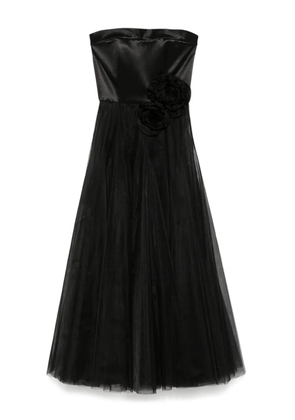 Parlor floral-appliqué gown - Black