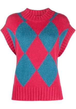 La DoubleJ argyle intarsia-knit vest - Red