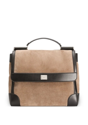 Dolce & Gabbana Sicily suede and leather structured shoulder bag - Brown