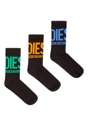 Diesel SKM-Ray cushioned logo crew socks (pack of three) - Black