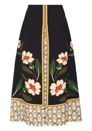La DoubleJ floral-print midi skirt - Black