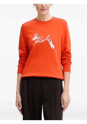 Karl Lagerfeld graphic-print crew-neck sweater - Orange