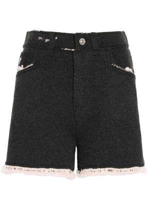 Barrie fine-knit fringe-detail shorts - Black