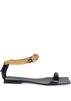 Roberto Cavalli Jewel Tigers flat sandals - Black