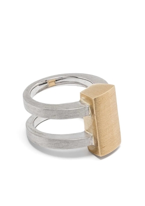 Tom Wood 9K yellow gold and recycled silver Vault Shield ring