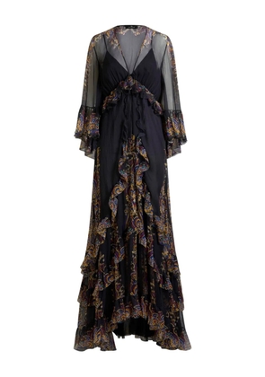 ETRO ruffled paisley foliage-print silk maxi dress - Black