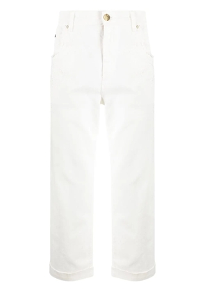 ETRO tonal-embroidered cotton trousers - White