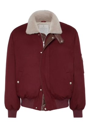 Brunello Cucinelli sherpa-collar bomber jacket - Red
