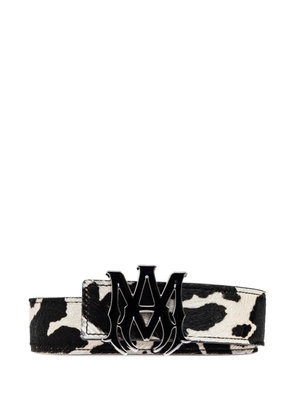 AMIRI logo cow print belt - White