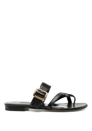 Manolo Blahnik leather flat sandals - Black