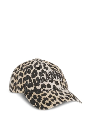 GANNI leopard-print cap - Neutrals