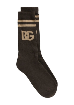 Dolce & Gabbana intarsia-knit logo socks - Brown