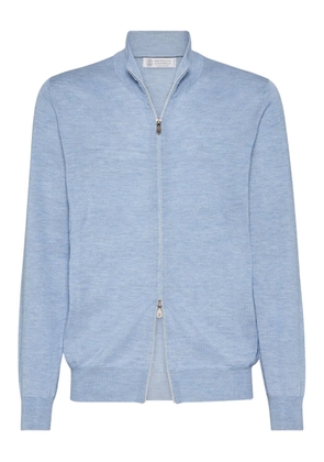 Brunello Cucinelli zip-neck lightweight cardigan - Blue