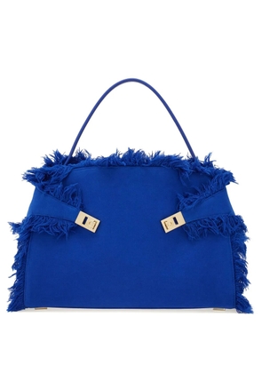 Ferragamo large Hug fringe-detail shoulder bag - Blue