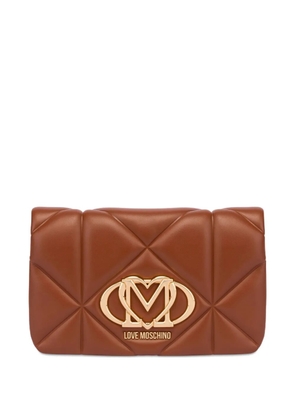 Love Moschino logo-plaque clutch bag - Brown