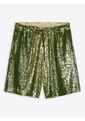 DRIES VAN NOTEN sequin-embellished shorts - Green