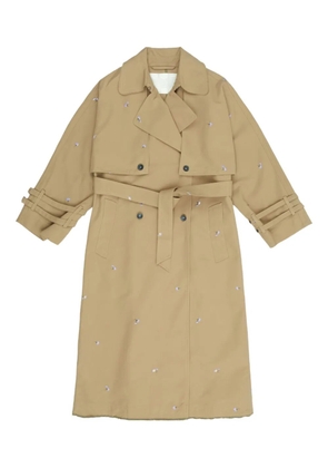 OOF WEAR embroidered double-breasted trench coat - Neutrals