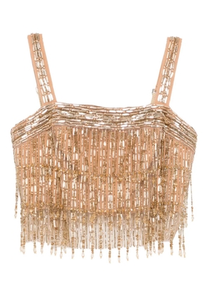 Elisabetta Franchi sequin-embroidered crepe top - Gold