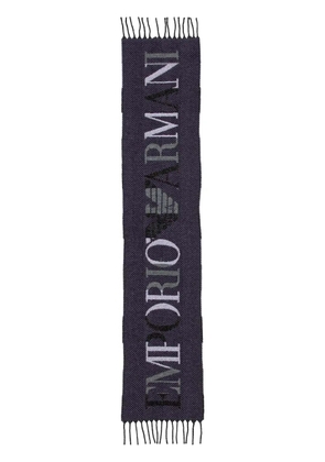 Emporio Armani logo-intarsia scarf - Grey