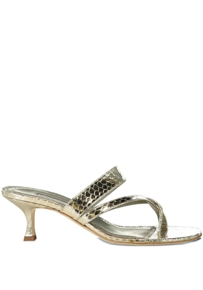 Manolo Blahnik 50mm Susaperf snakeskin sandals - Gold