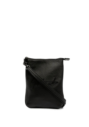Discord Yohji Yamamoto logo-embroidered leather shoulder bag - Black