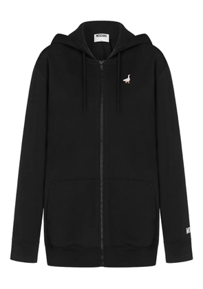 Moschino duck-embroidered zip-up hoodie - Black