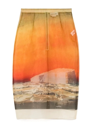 Monse printed organza pencil skirt - Orange