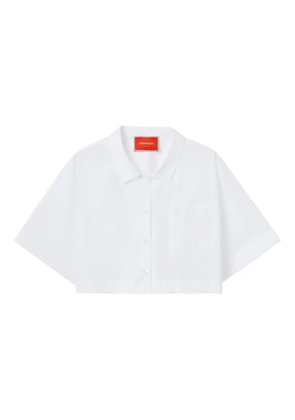 La DoubleJ embroidered-pocket cropped shirt - White