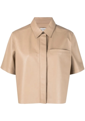 Yves Salomon short-sleeve lambskin shirt - Neutrals