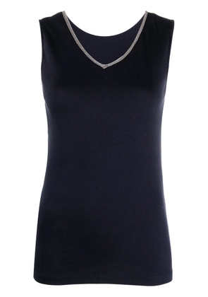 Fabiana Filippi bead-embellished V-neck tank top - Blue