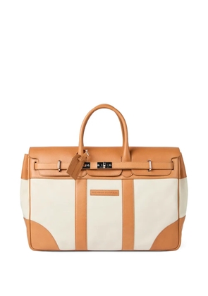 Brunello Cucinelli leather-trimmed canvas holdall - Neutrals