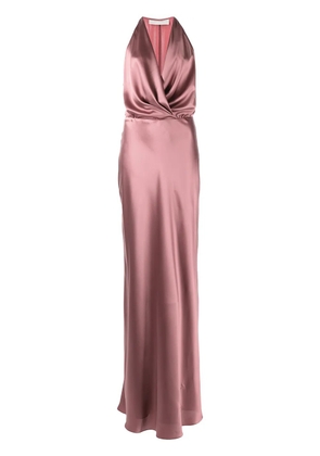 Michelle Mason draped-detail halterneck gown - Pink