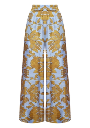 La DoubleJ floral-print silk palazzo pants - Yellow