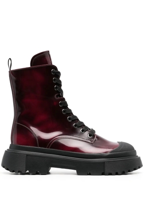 Hogan lace-up combat boots - Red