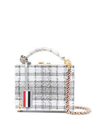 Thom Browne mini woven tartan tweed bag - Grey