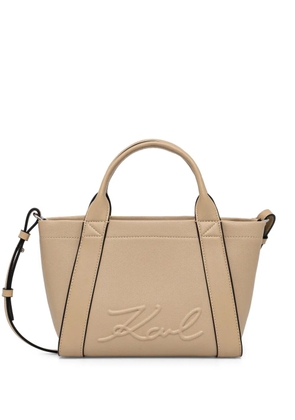 Karl Lagerfeld embossed-logo tote bag - Neutrals