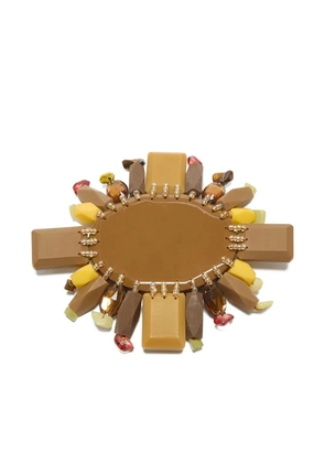 MALIPARMI beaded-embellishment round-frame brooch - Brown