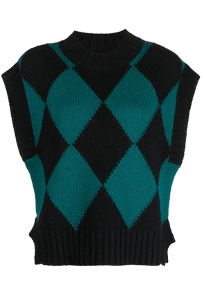 La DoubleJ argyle knitted vest - Black