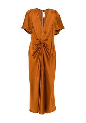 Victoria Beckham gathered satin dress - Brown