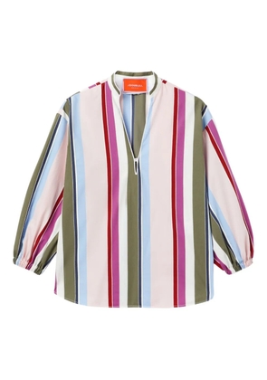 La DoubleJ Jackie striped balloon-sleeve blouse - Neutrals