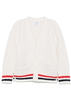 Thom Browne ribbed knit RWB stripe cardigan - White