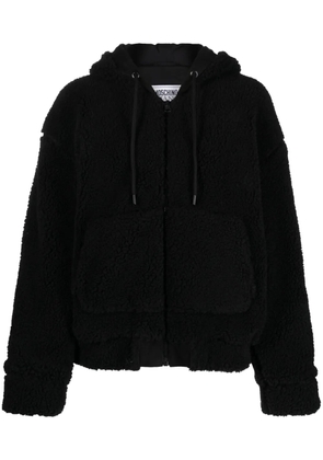 MOSCHINO JEANS crystal-embellished shearling hoodie - Black