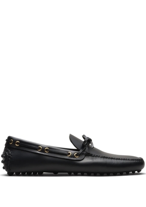 Car Shoe lace-up leather boat shoes - Black