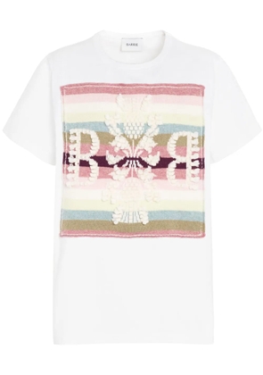 Barrie logo-patch striped T-shirt - White